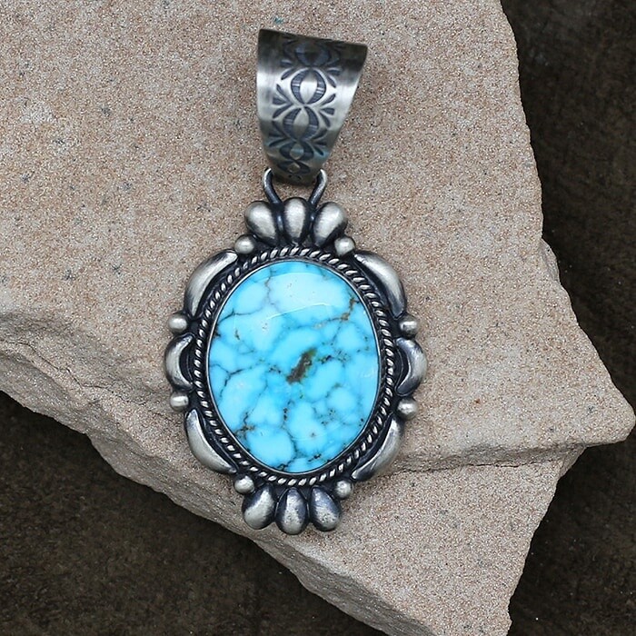 Medium Sonoran blue turquoise pendant-BIL 616
