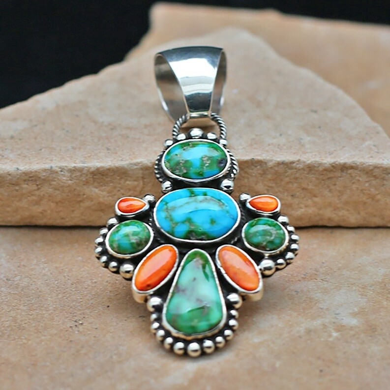BIL 371  Large cluster multi-color pendant