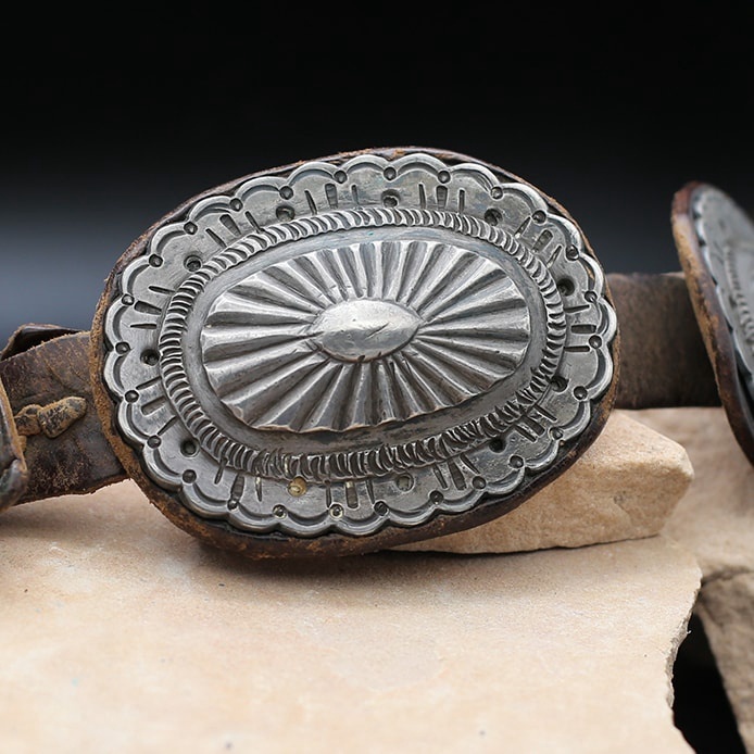Early Second Phase Concho Belt 1890's- 1900's Coin Silver