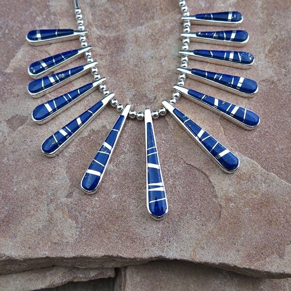 Dark blue Lapis &quot; finger&quot; necklace set