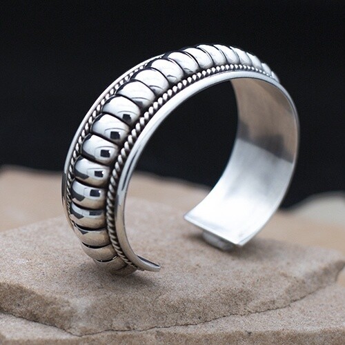3/4&quot; sterling silver cuff bracelet by Tom Charley-BIL 521