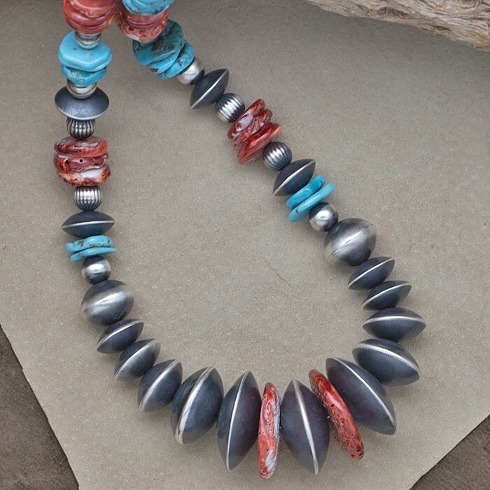 BIL 402 Rose Martin beads with turq. &amp; spiny oyster