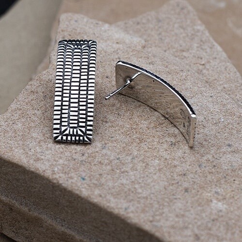 Long rectangular post earrings