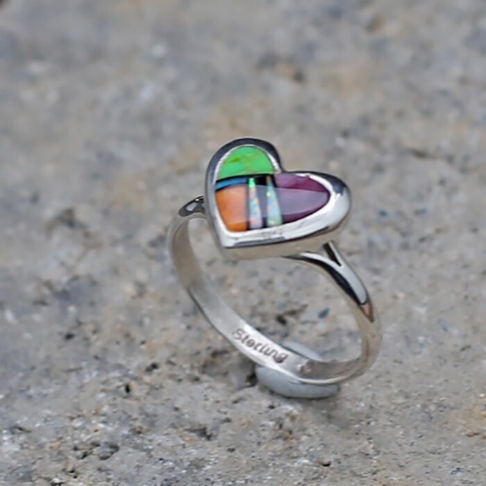 Small inlay heart ring- ANA 1520