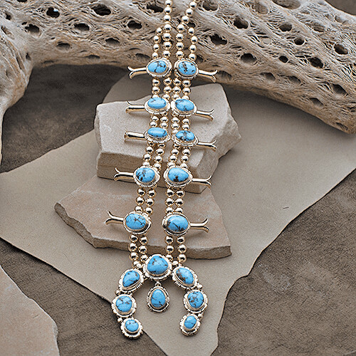 ANA 1461 14KT Gold Squash Blossom necklace