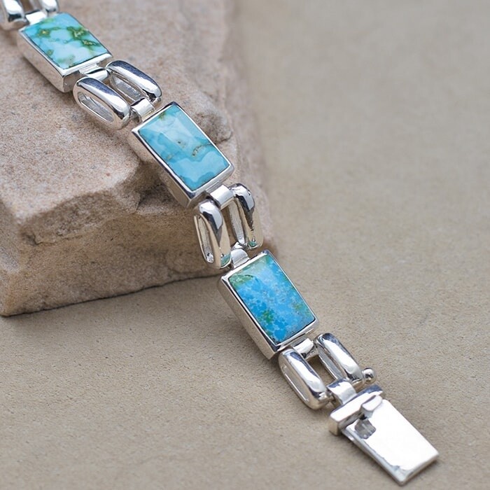 CW 1019 Sonoran Gold green turquoise link bracelet