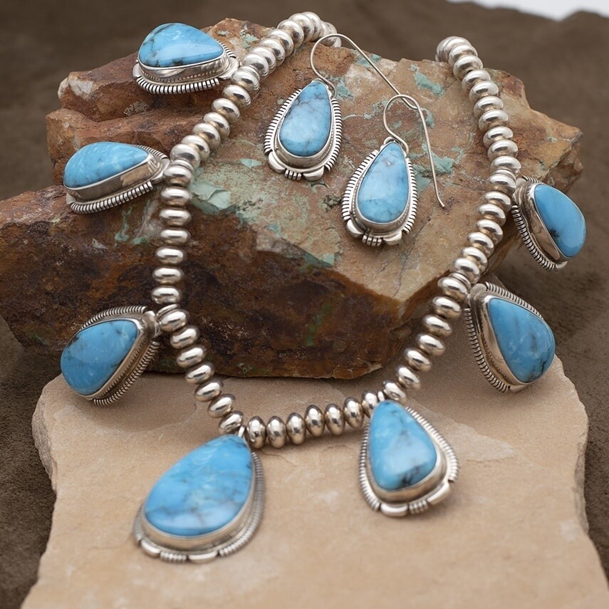 7-Stone Kingman turquoise necklace set
