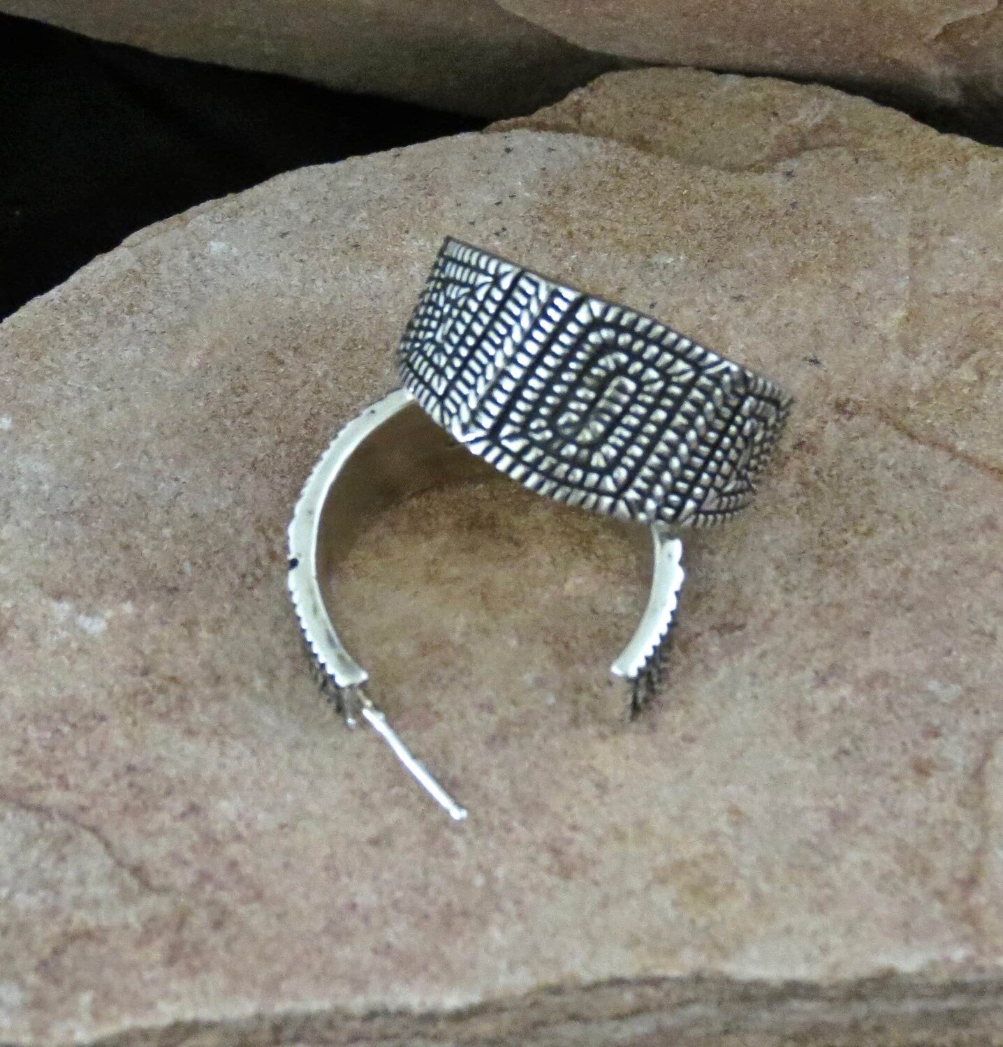 1/2 hoop basket weave pattern earrings