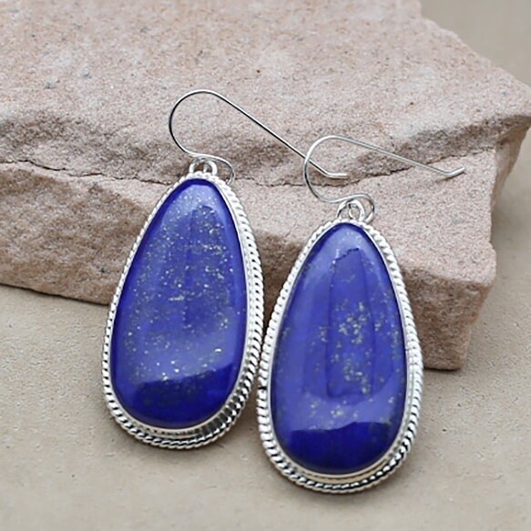 Handmade Tibetan Silver Jewelry Set With Natural Lapis Lazuli - Necklace, Bracelet, Earrings