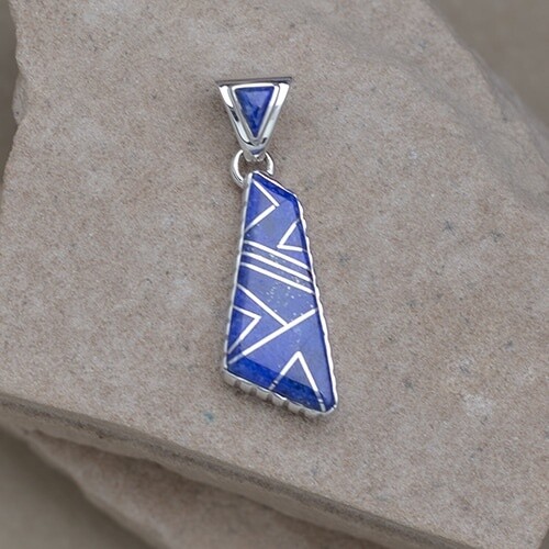 Geometric shaped Lapis pendant