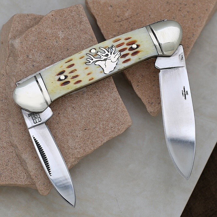 &quot;Rough Rider&quot; Dual blade knife w/ ELK inlay