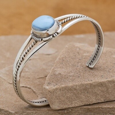 Thin single stone cuff bracelet with Golden Hills Turquoise