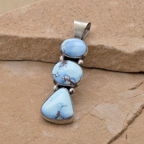 3-stone long pendant with Golden HIlls Turquoise