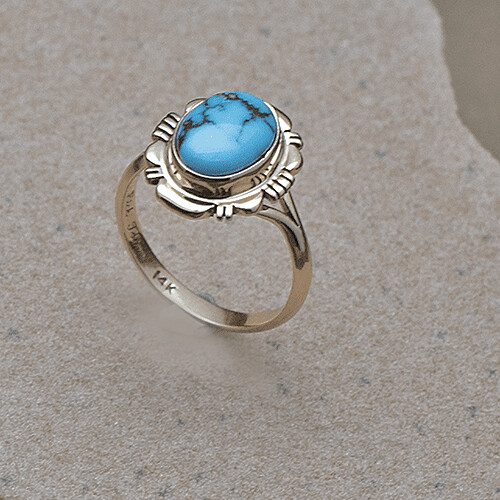 Sonoran gold turquoise in 14kt gold