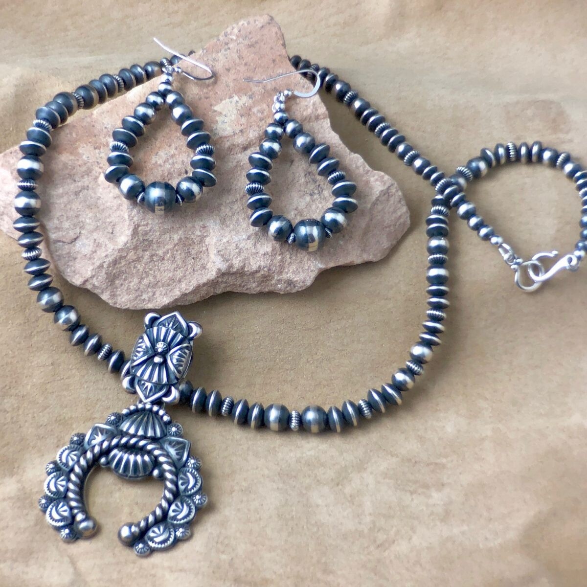Delbert Gordon Squash Blossom Necklace Set