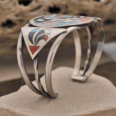 Unique Zuni inlay bracelet-Circa 1960's