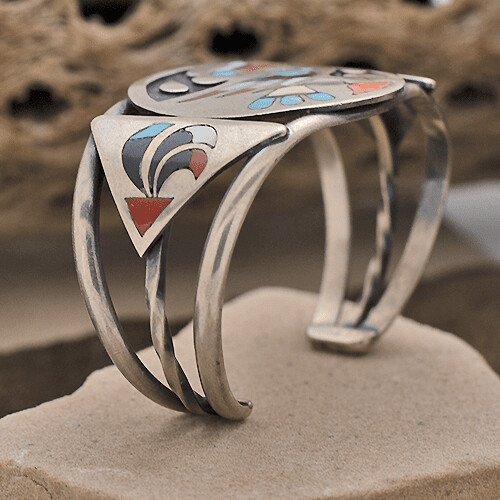 Unique Zuni inlay bracelet-Circa 1960's