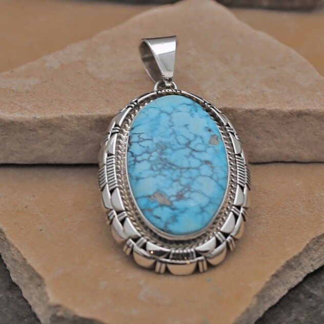 ANA 1332 Large oval pendant, Kingman Turquoise