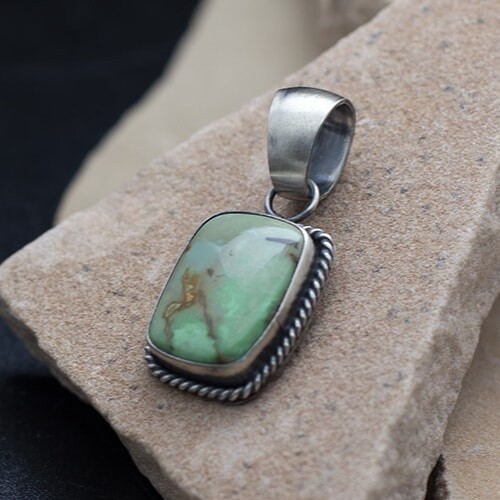 Rectangular Royston turquoise stone pendant - RB 233