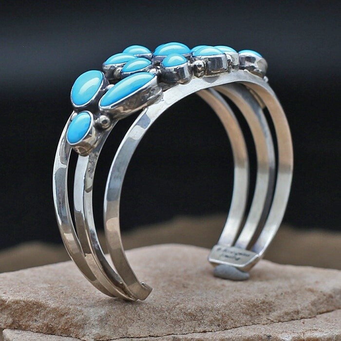 Navajo cluster bracelet w/ sleeping beauty turquoise- BIL 618