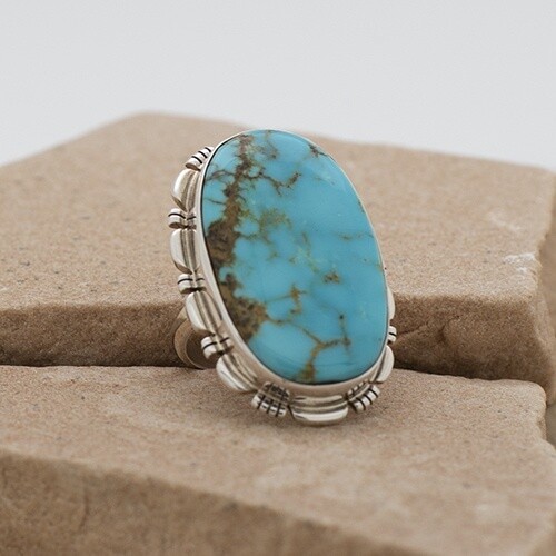 Large oval Kingman turquoise ring-ANA 1419
