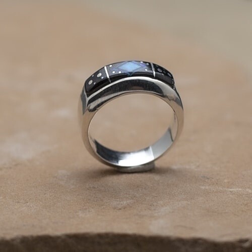 Diamond pattern inlay ring-NS 120