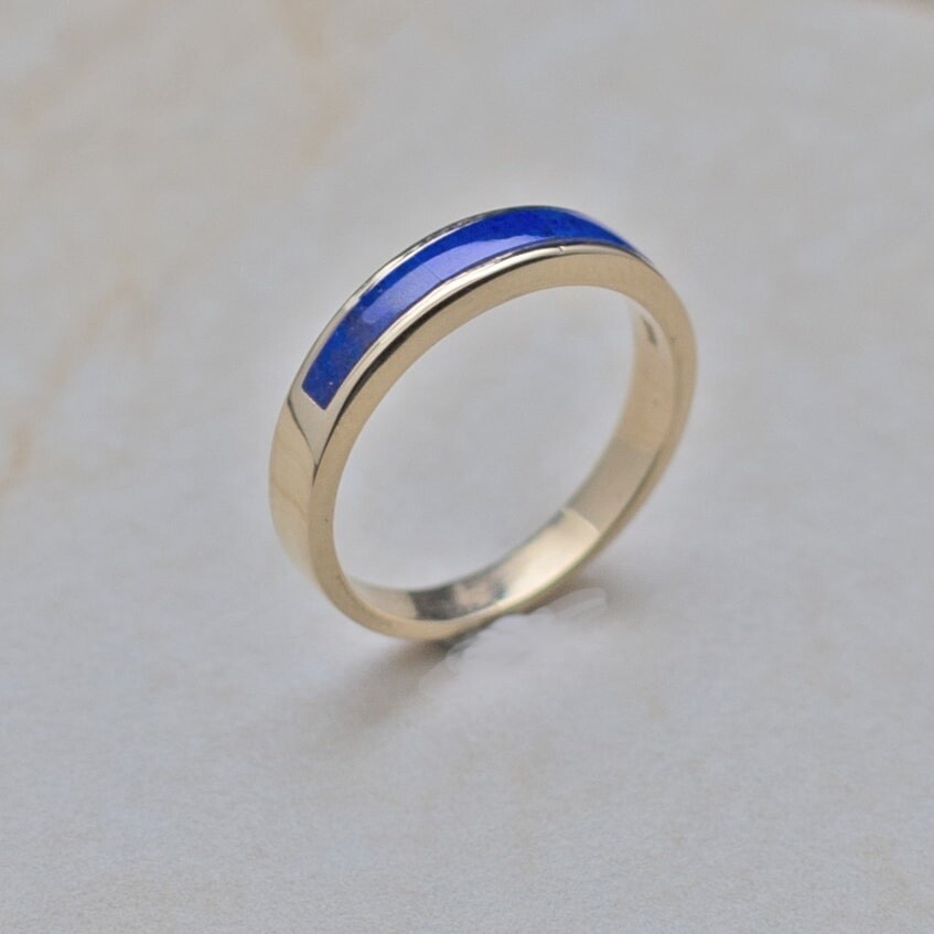 18kt gold lapis "band-stackable" ring