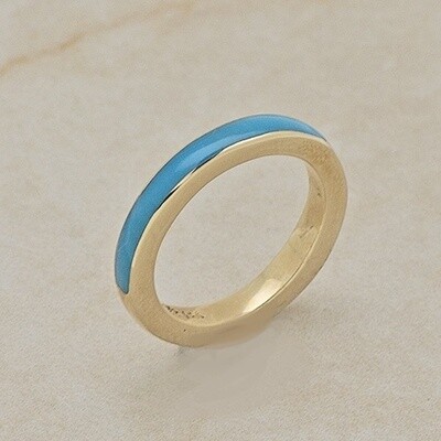 Thick band inlay ring 14kt gold