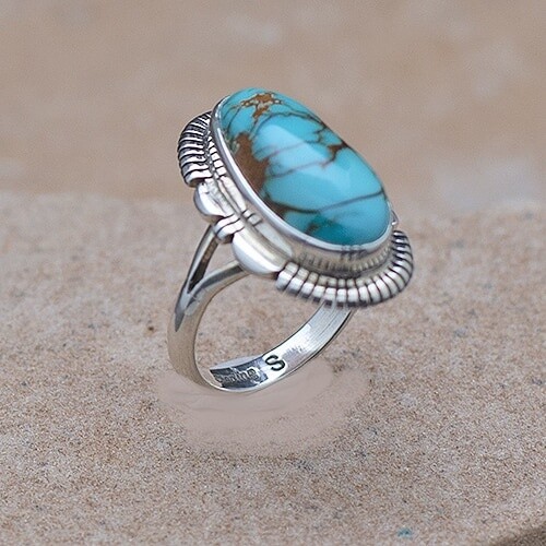 Small oval Royston Turquoise ring by Shirley Francis- ANA 1418