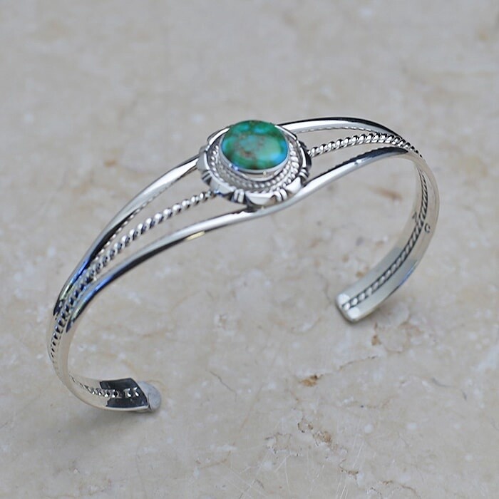 Small cuff bracelet with Sonoran Gold turquoise-ANA 1507