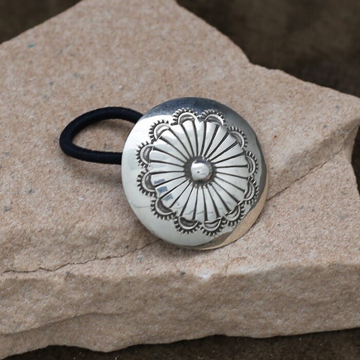 Concho style hair tie in sterling silver - RB 245
