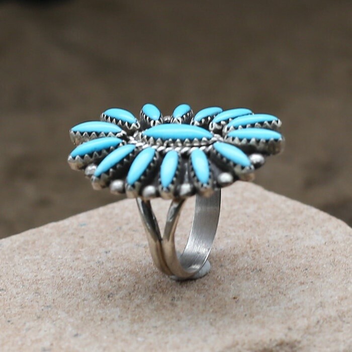 Zuni needle point cluster ring- Zuni 191-A
