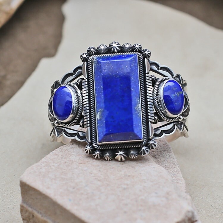 BC 1316 Aaron Toadlena rectangle stone bracelet