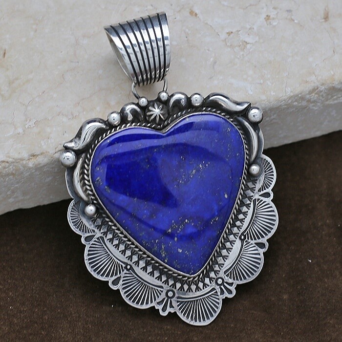 Extra large lapis heart pendant-BC 1394