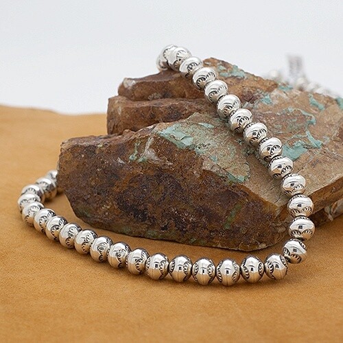 24&quot; Navajo pearls with stamping-PN 125