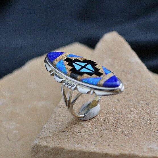 RUG PATTERN INLAY RING BY RANDY JAMES