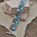 Wide 6-link bracelet-Rain Drop design &amp; turquoise