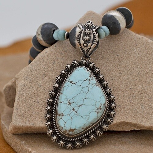 Dry Creek Turquoise pendant &amp; bead set- BC 1364