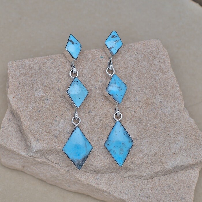 RB 228 Triple triangle dangle earrings