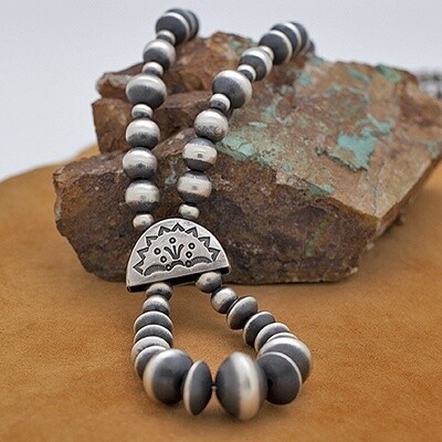 32" Lariat style silver beads