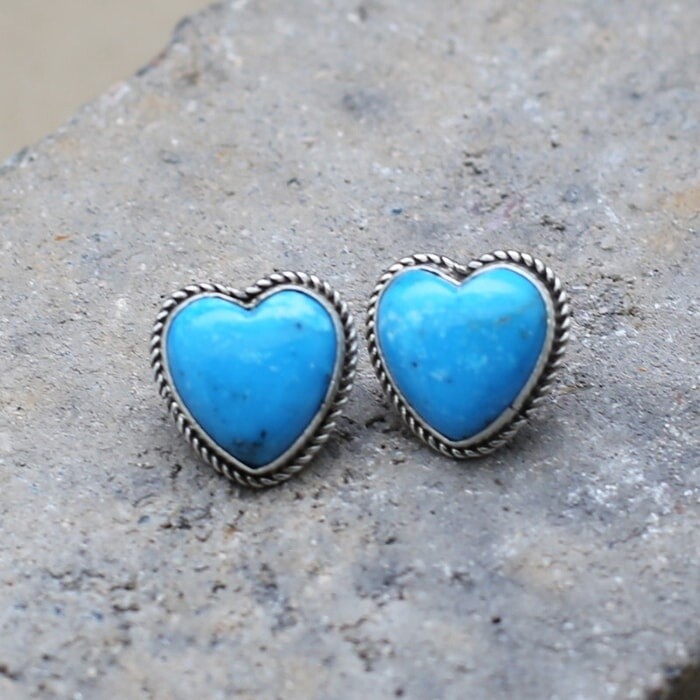 Turquoise heart post earrings- SWS 268