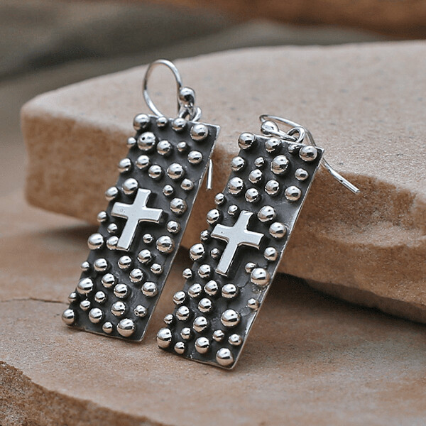 Rectangular dangle earrings- Rain Drop Design