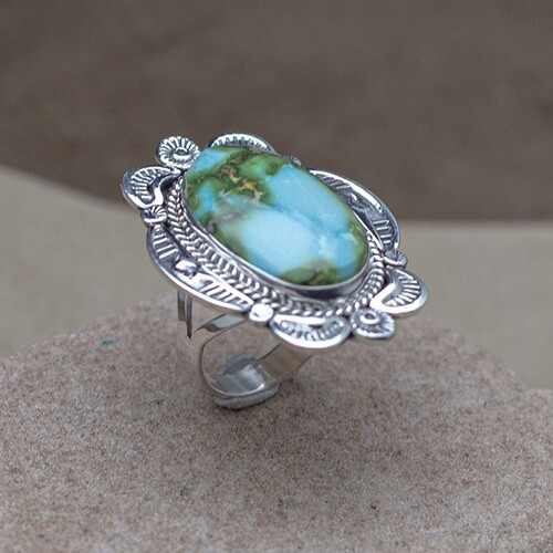 ANA 1405 Sonoran Gold Turquoise heavy stamped ring