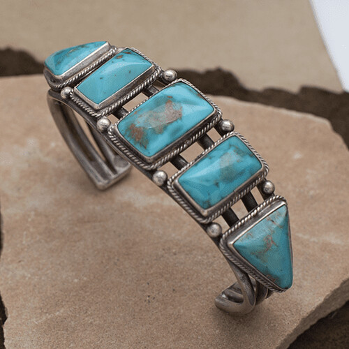 1970&#39;S Blue Gem turquoise cuff bracelet