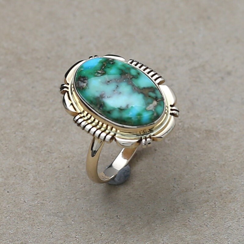 14kt gold ring w/ Sonoran Gold turquoise
