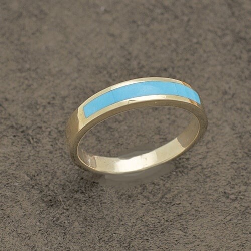 GOLD RING W/SLEEPING BEAUTY TURQUOISE