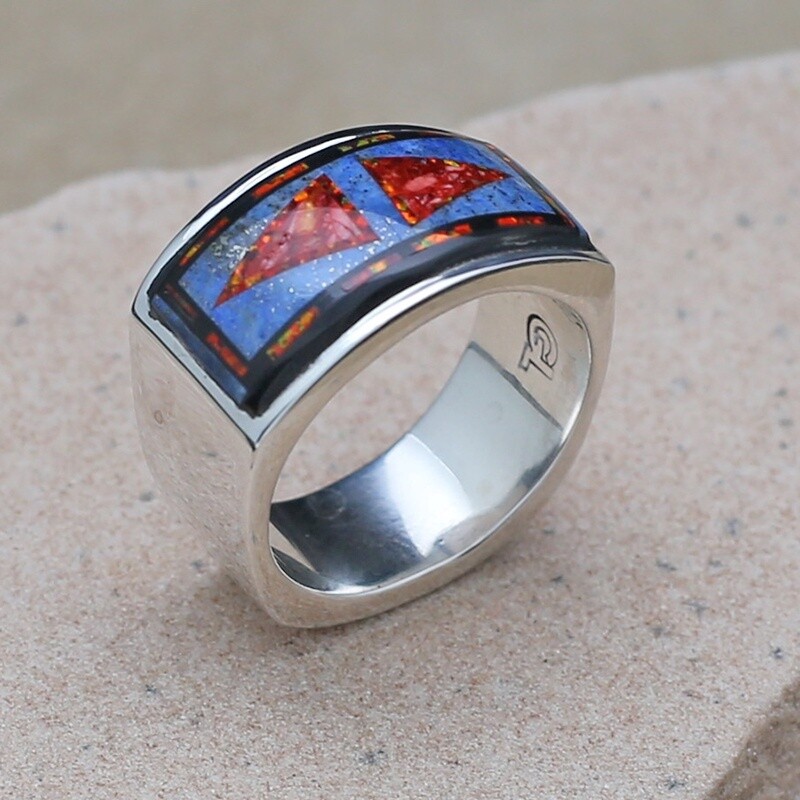 Wide inlay band ring-A, Ring Size: 13