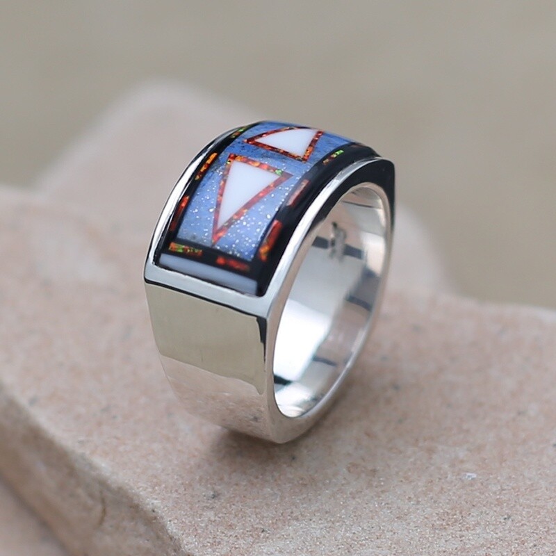 Wide inlay band ring- GL 2543-F