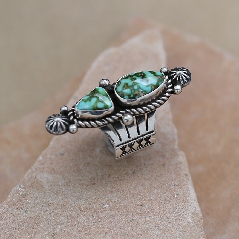 2-stone ring Sonoran Gold turq ring