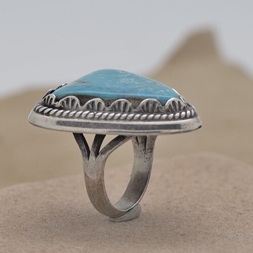 Large Vintage Morenci turquoise ring